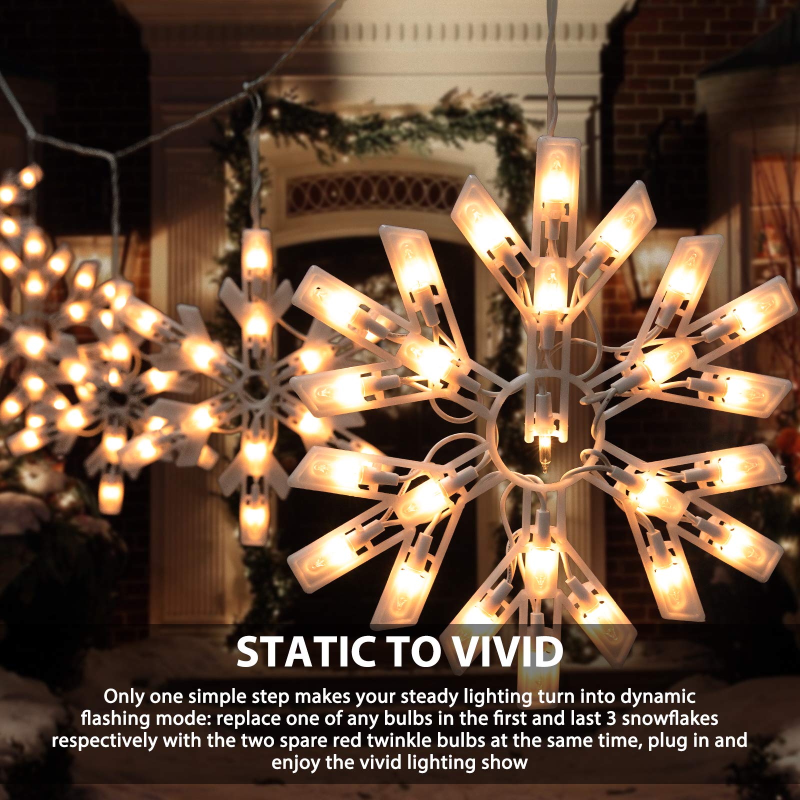 Minetom 100 mini bulbs highlight snowflake details across each drop