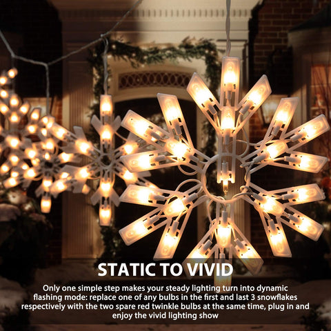 Minetom 100 mini bulbs highlight snowflake details across each drop
