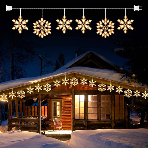 Minetom Snowflake Lights with six drops illuminate porches with wintry charm