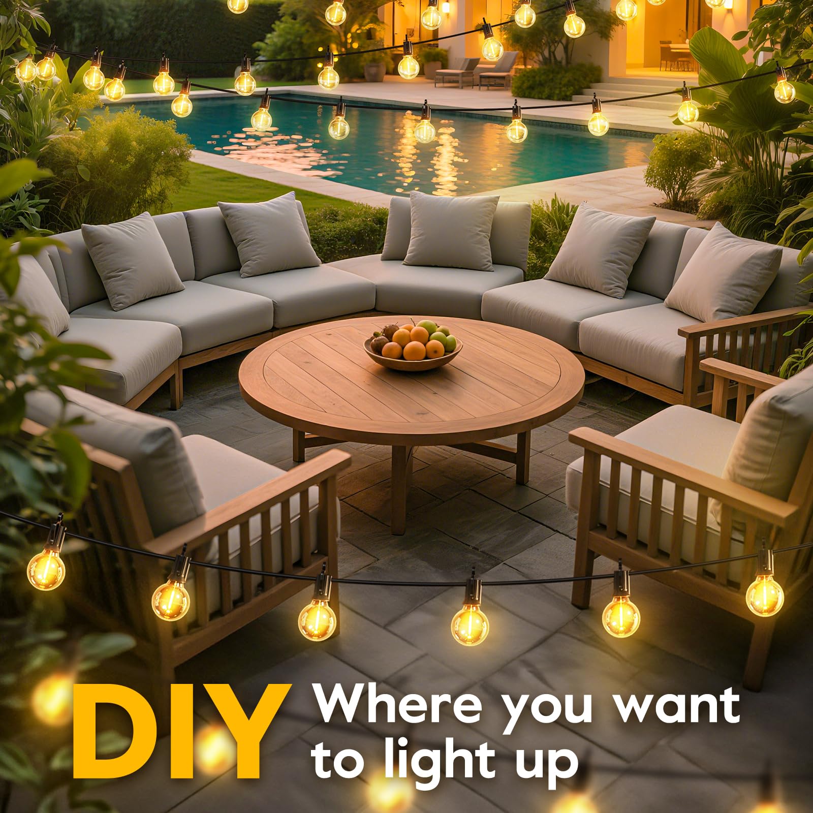 Minetom IP44-rated string lights handle rain and humidity for year-round use.