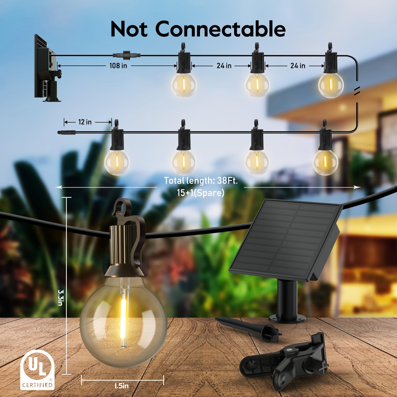 Minetom cable ties included simplify hanging and positioning.