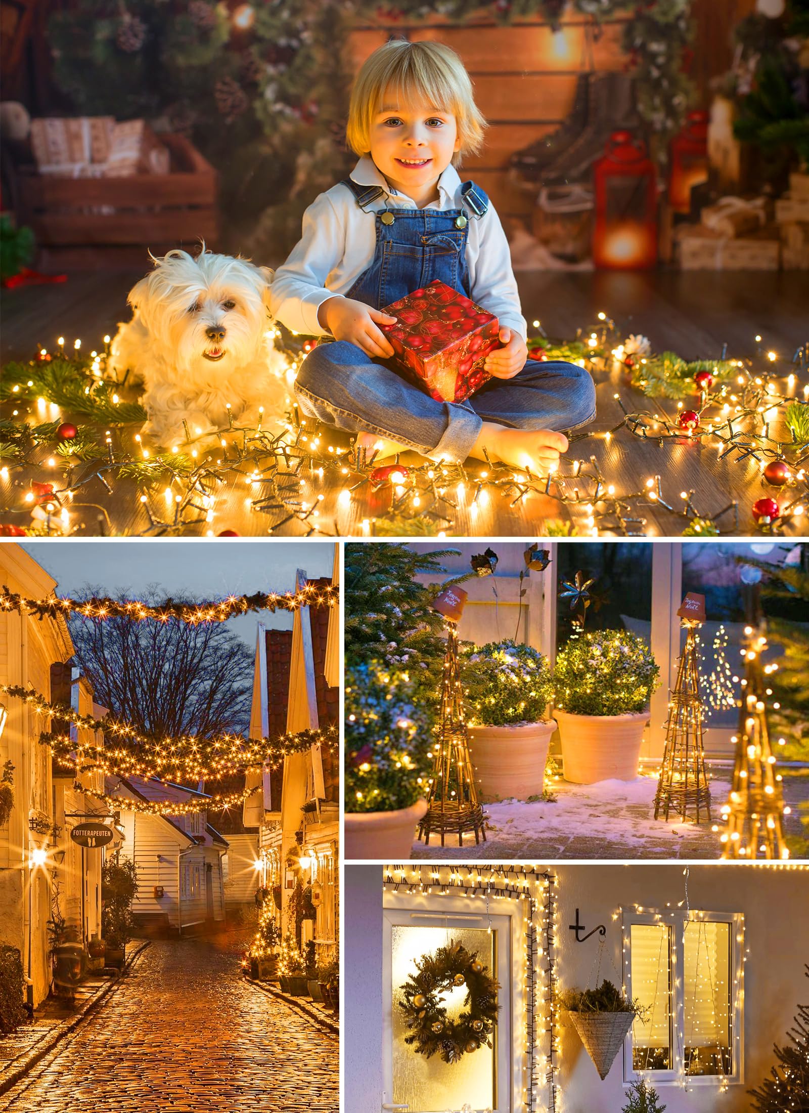 Minetom warm-white LEDs creating cozy ambience outdoors