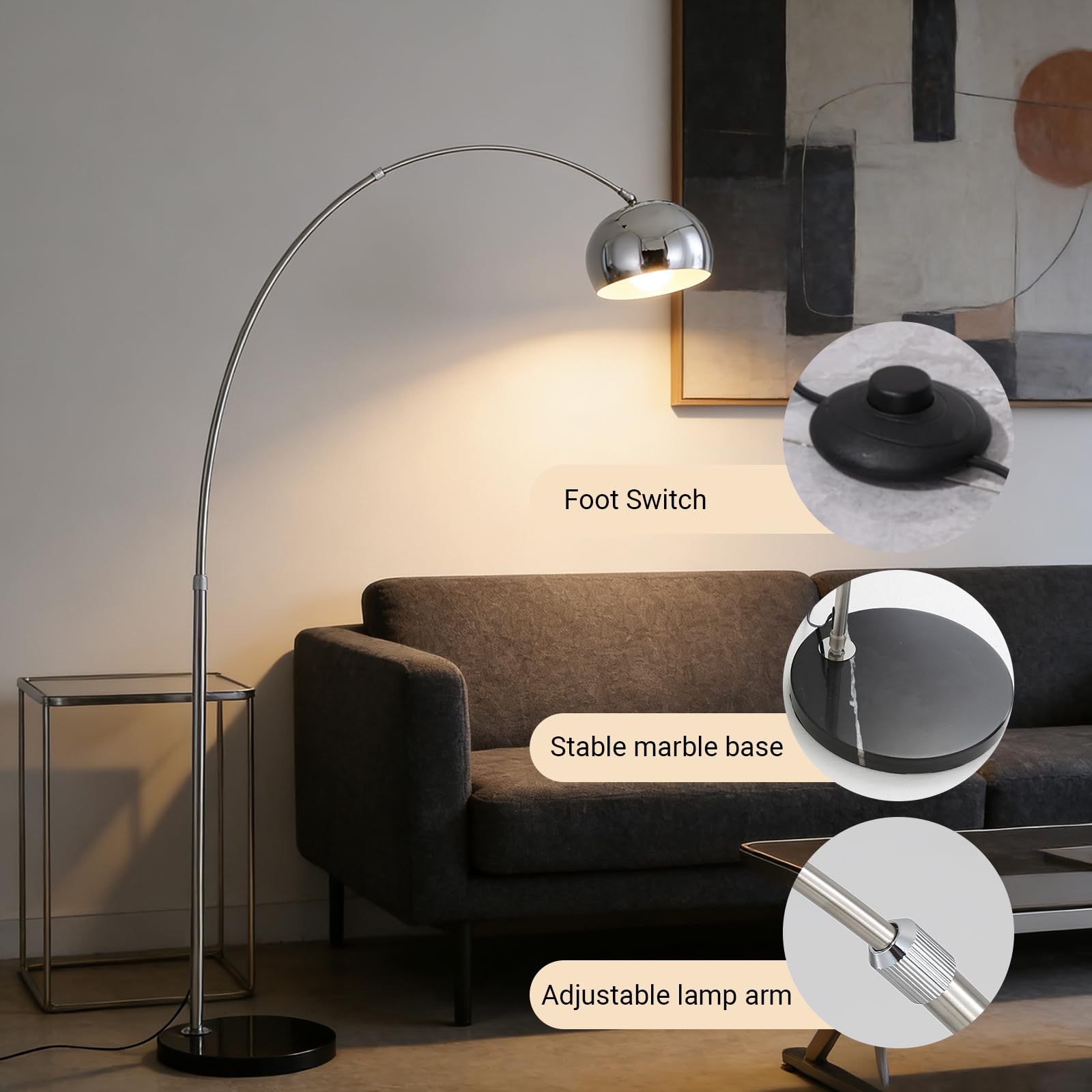 Mingfitow floor lamp beside sofas provides focused yet diffuse corner lighting