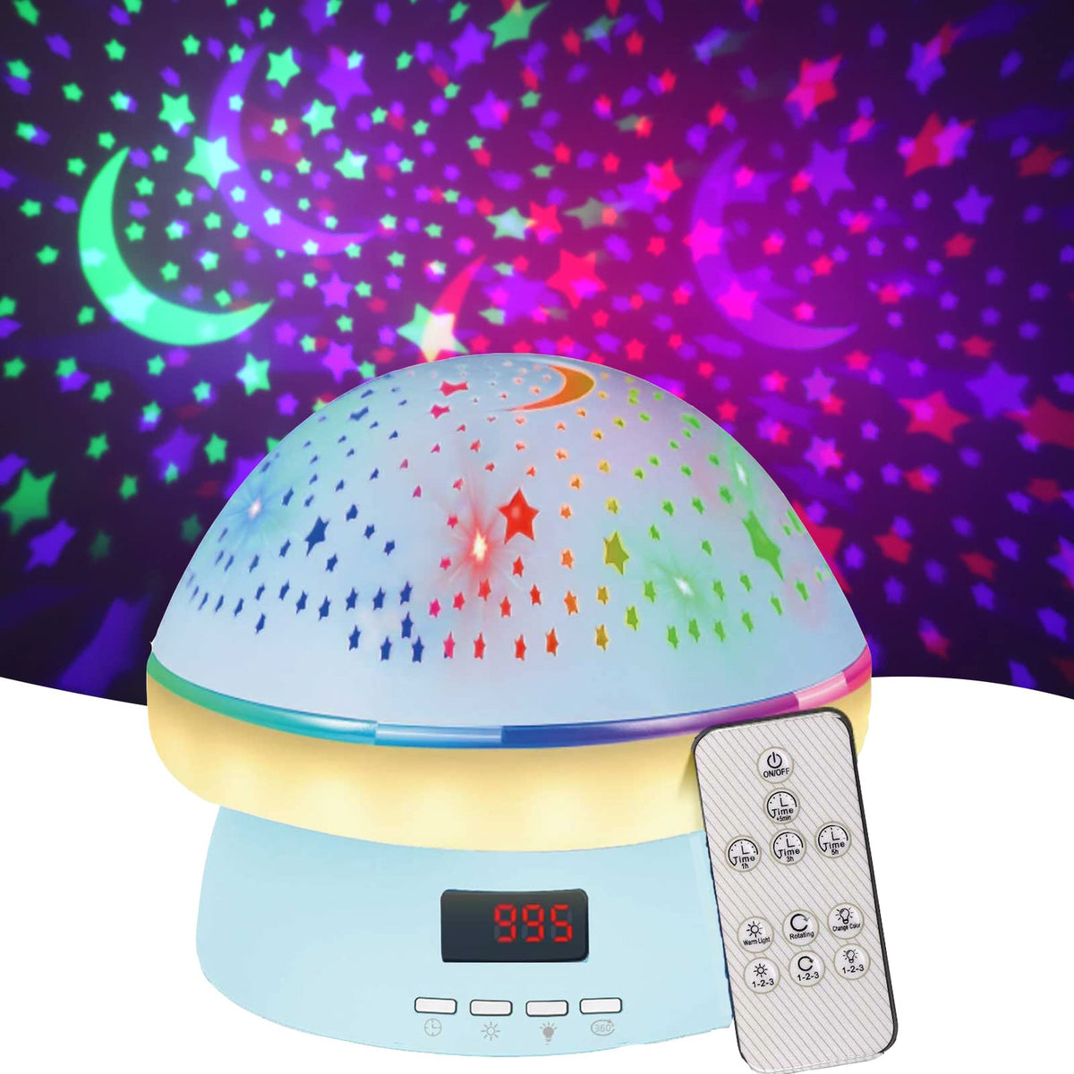 MINGKIDS starry sky projector casting a calming bedtime ceiling glow