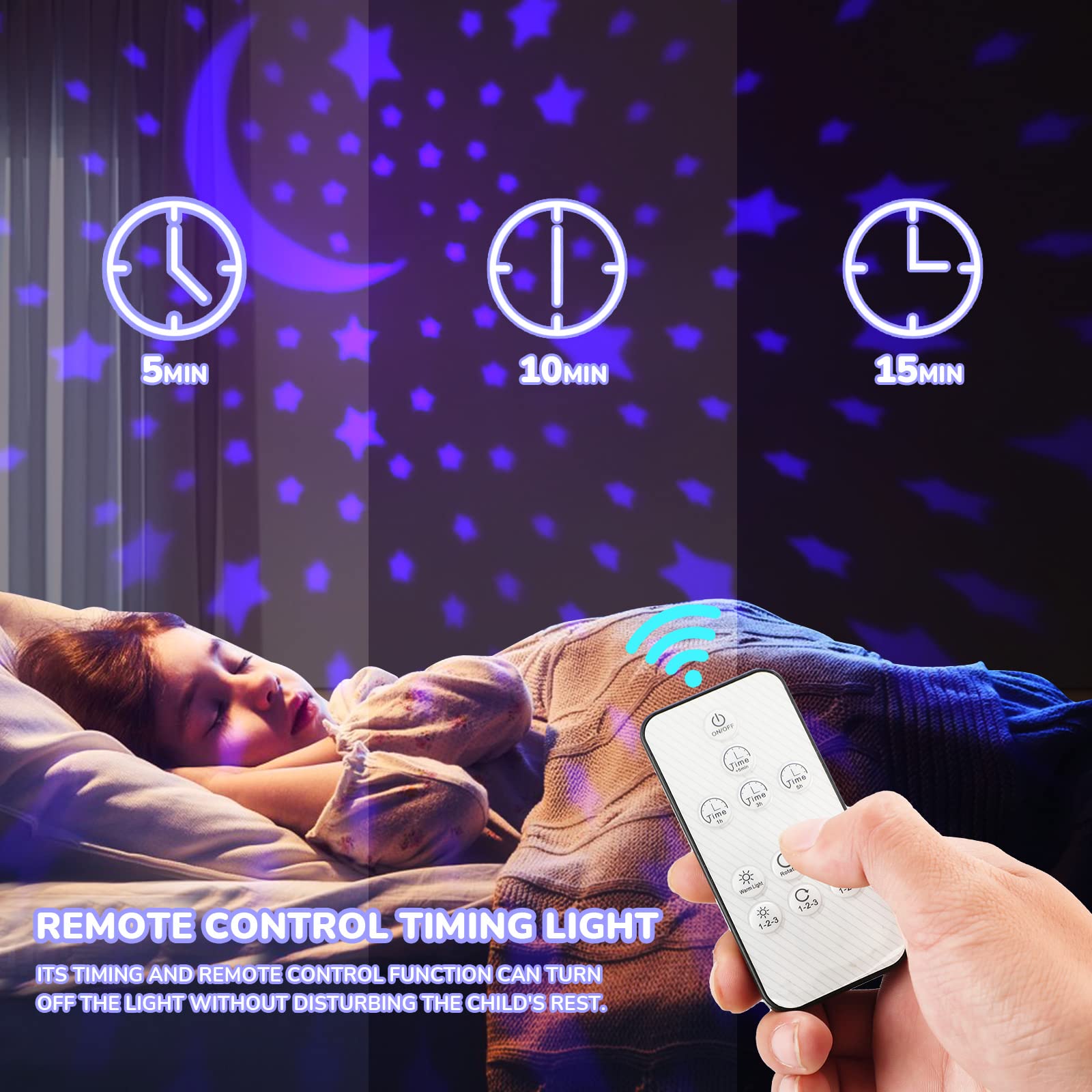 MINGKIDS remote control enables quick color and timer adjustments