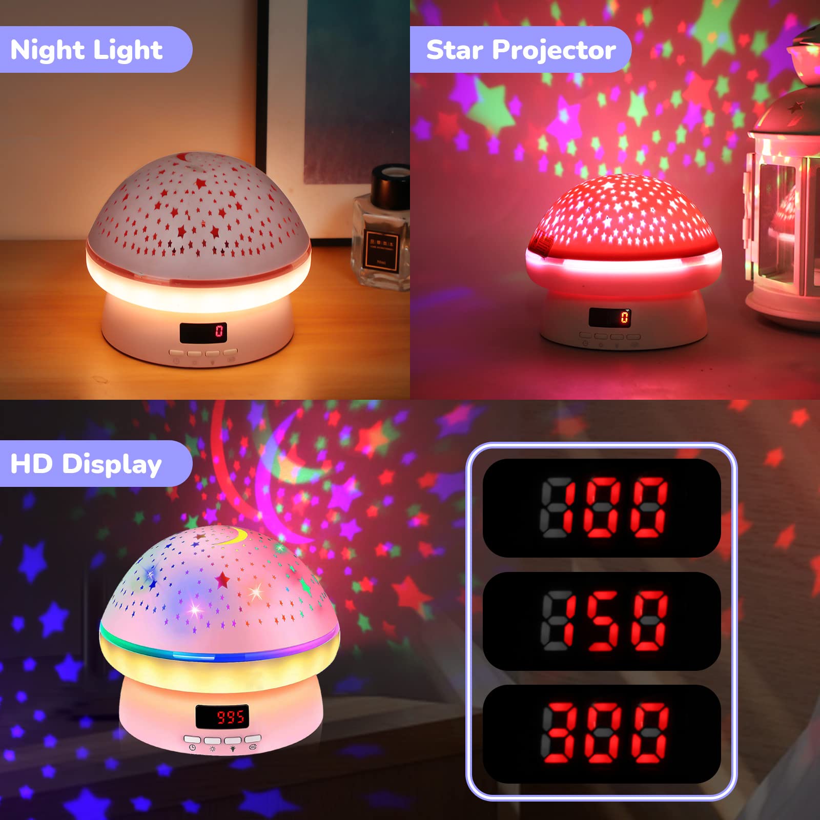 MINGKIDS timer feature offering customizable projection durations for calm bedtimes