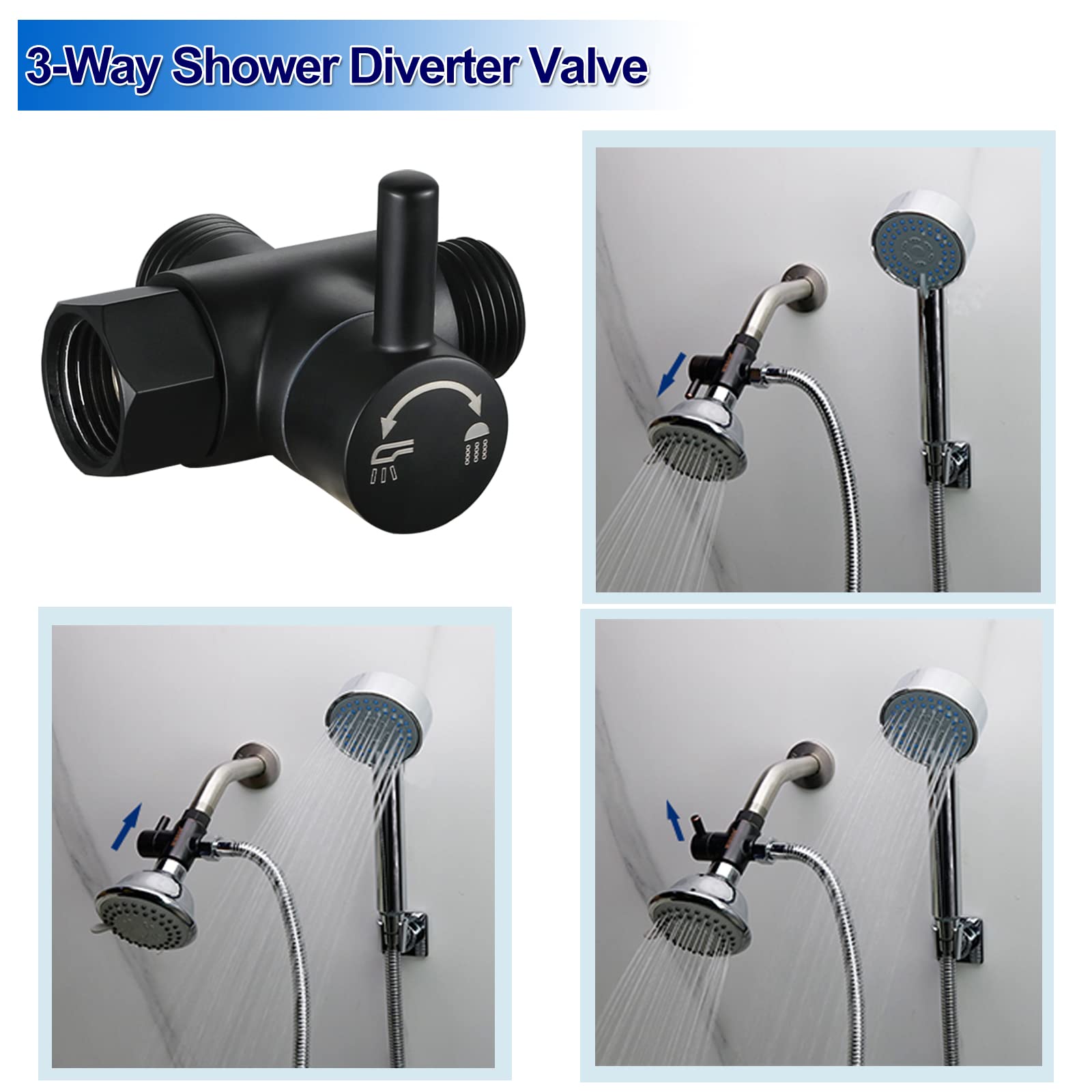 MINGOR-Style brass diverter allows both heads simultaneous flow.