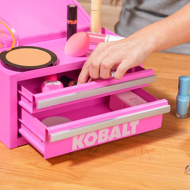 Open drawer view highlighting aluminum trim and smooth slides
