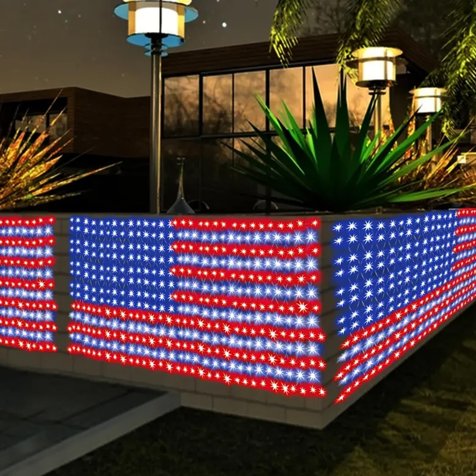MINIAO American flag lights with UL-certified plug for safe, easy setup