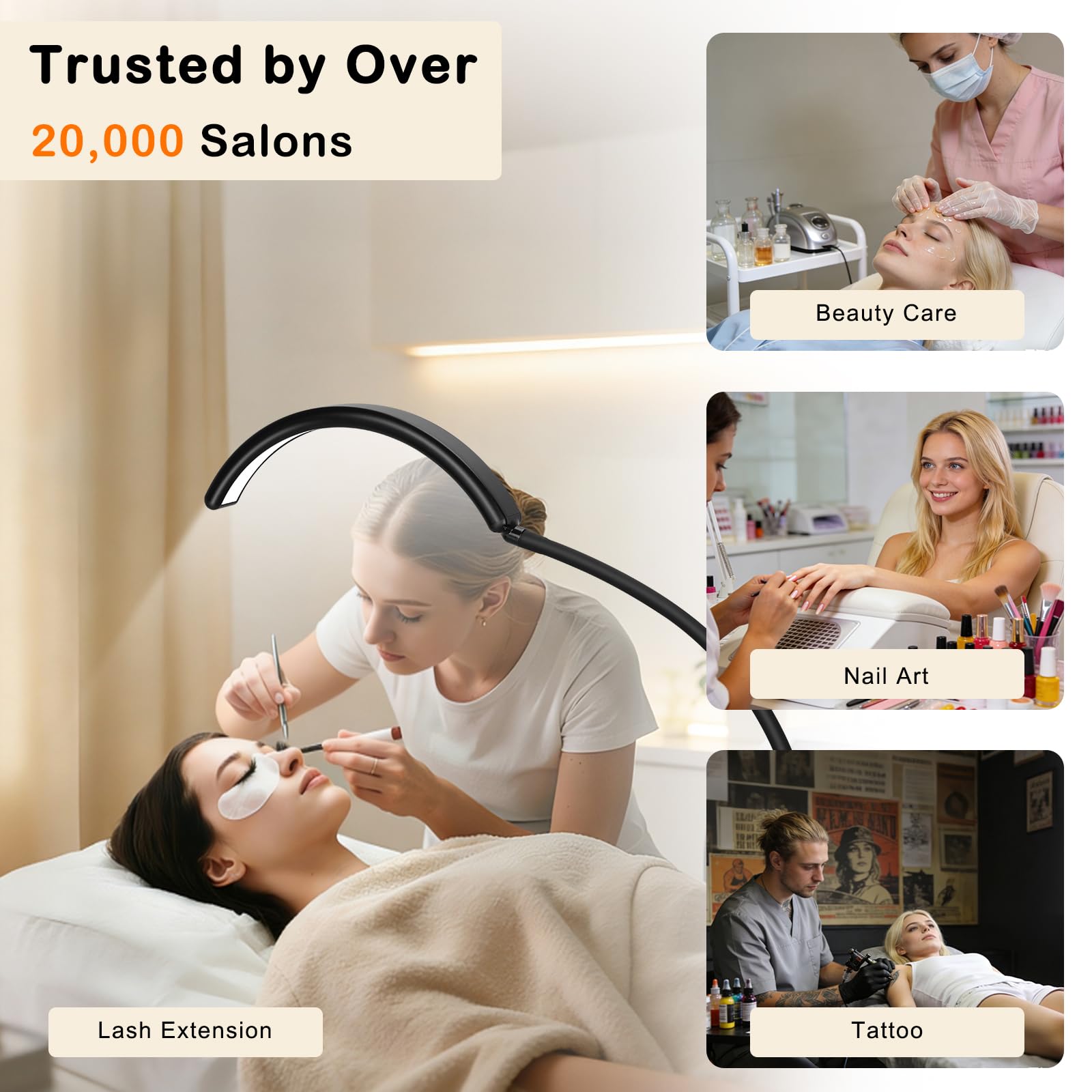 MINIEAR Half Moon Lash Light 360-degree gooseneck positioning