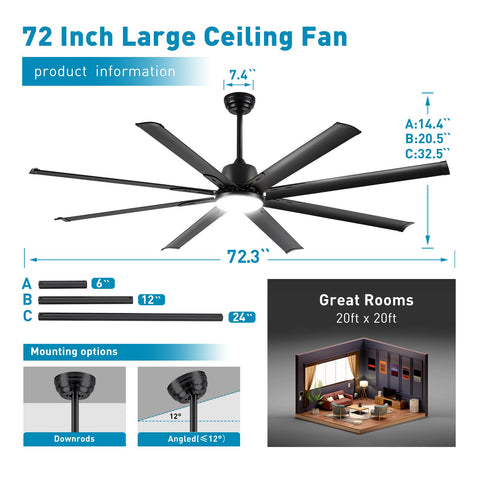 Minislak black finish industrial style ceiling fan