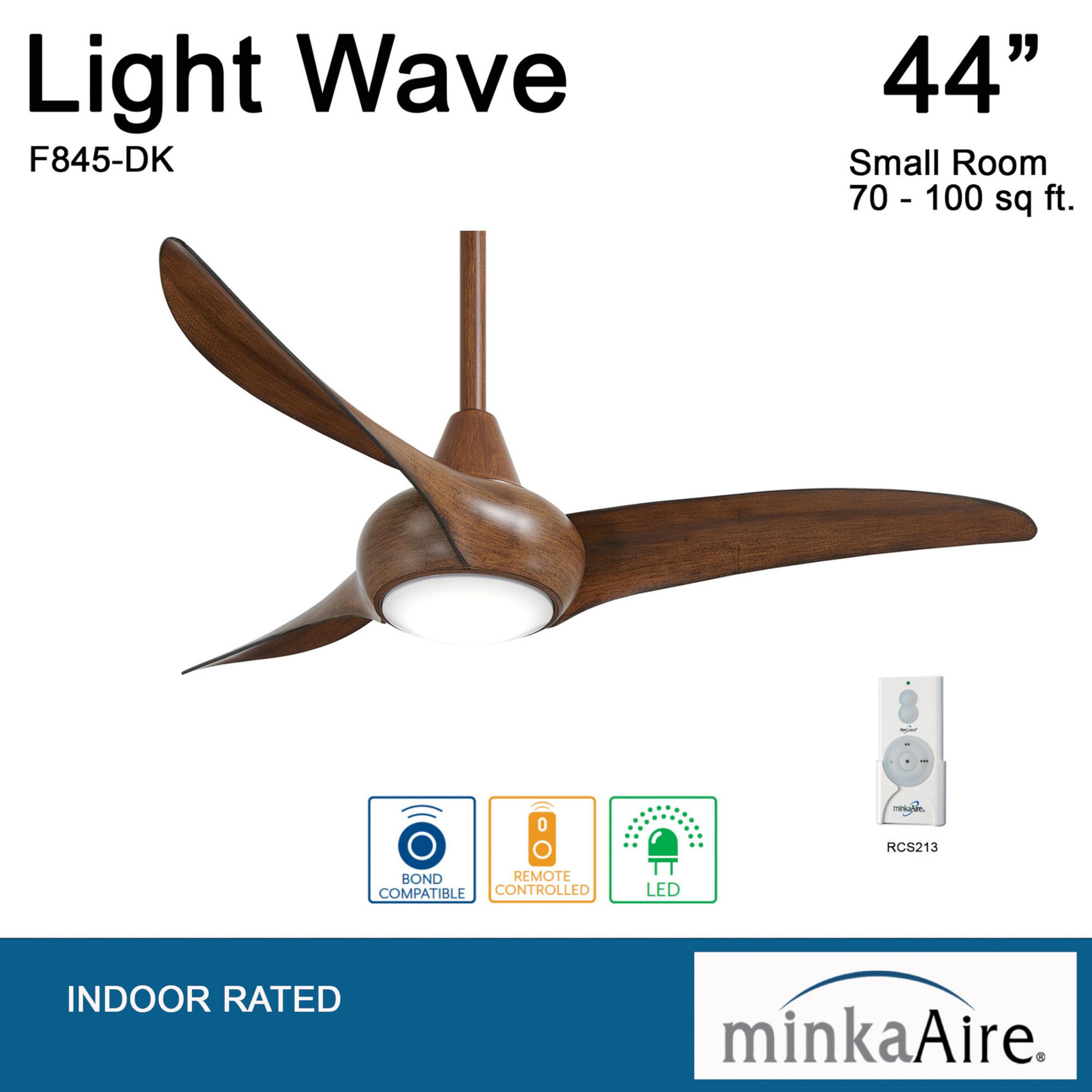 Minka-Aire F845-DK DC motor delivering quiet, energy-efficient operation