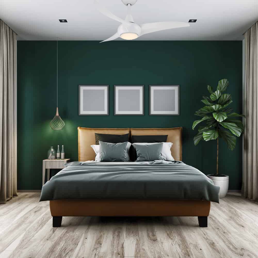 MINKA-AIRE F845-WH white finish complements modern interiors.