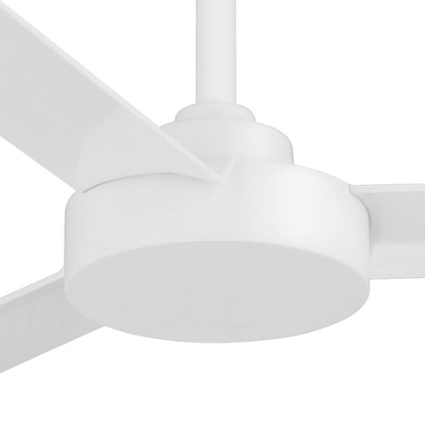 Side view of Minka-Aire Roto ceiling mount in flat white.