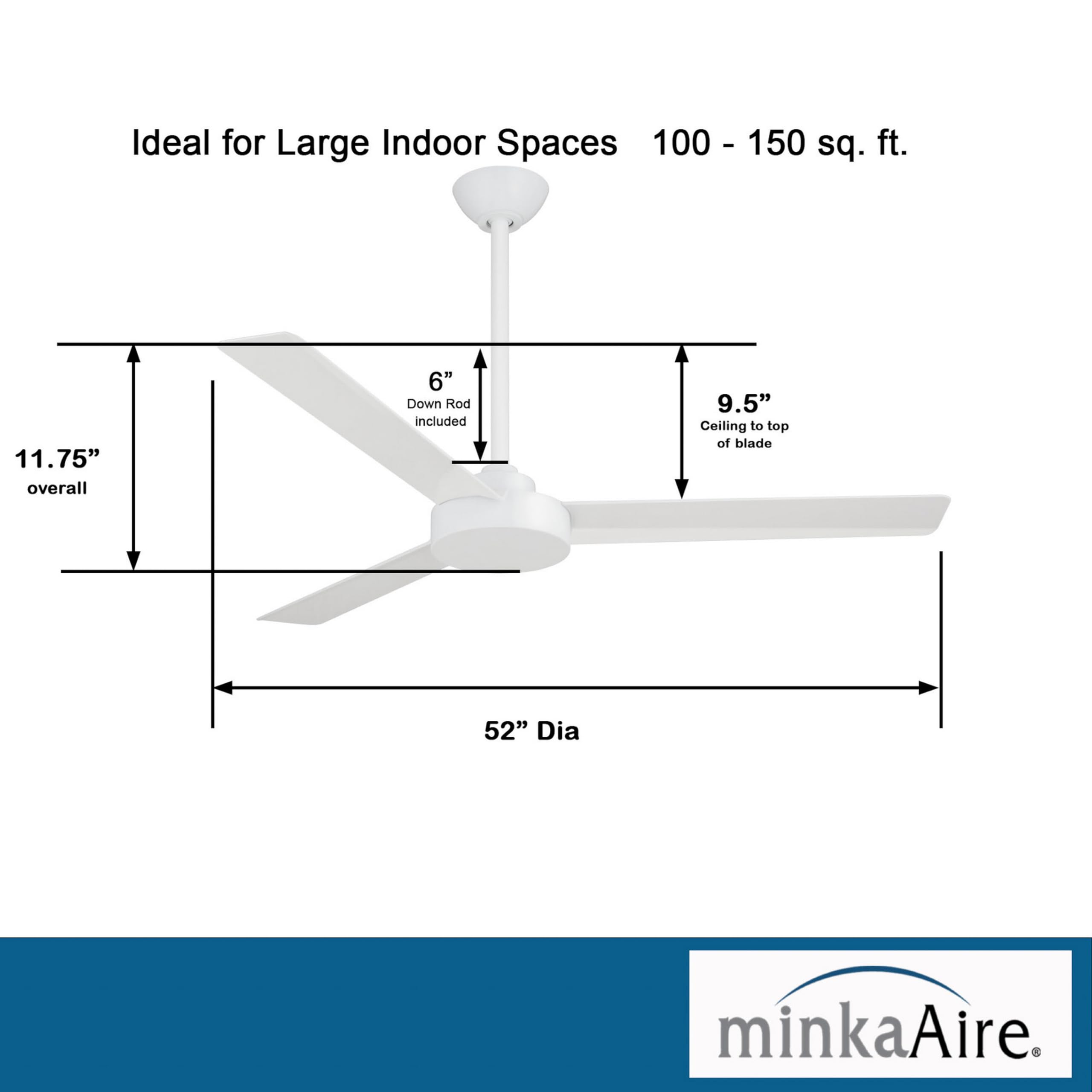 Minka-Aire Roto 6-inch downrod provides proper ceiling clearance.