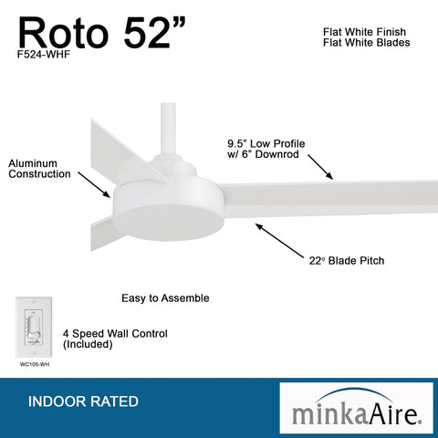 Minka-Aire Roto wall control WC105-WH for quick adjustments.