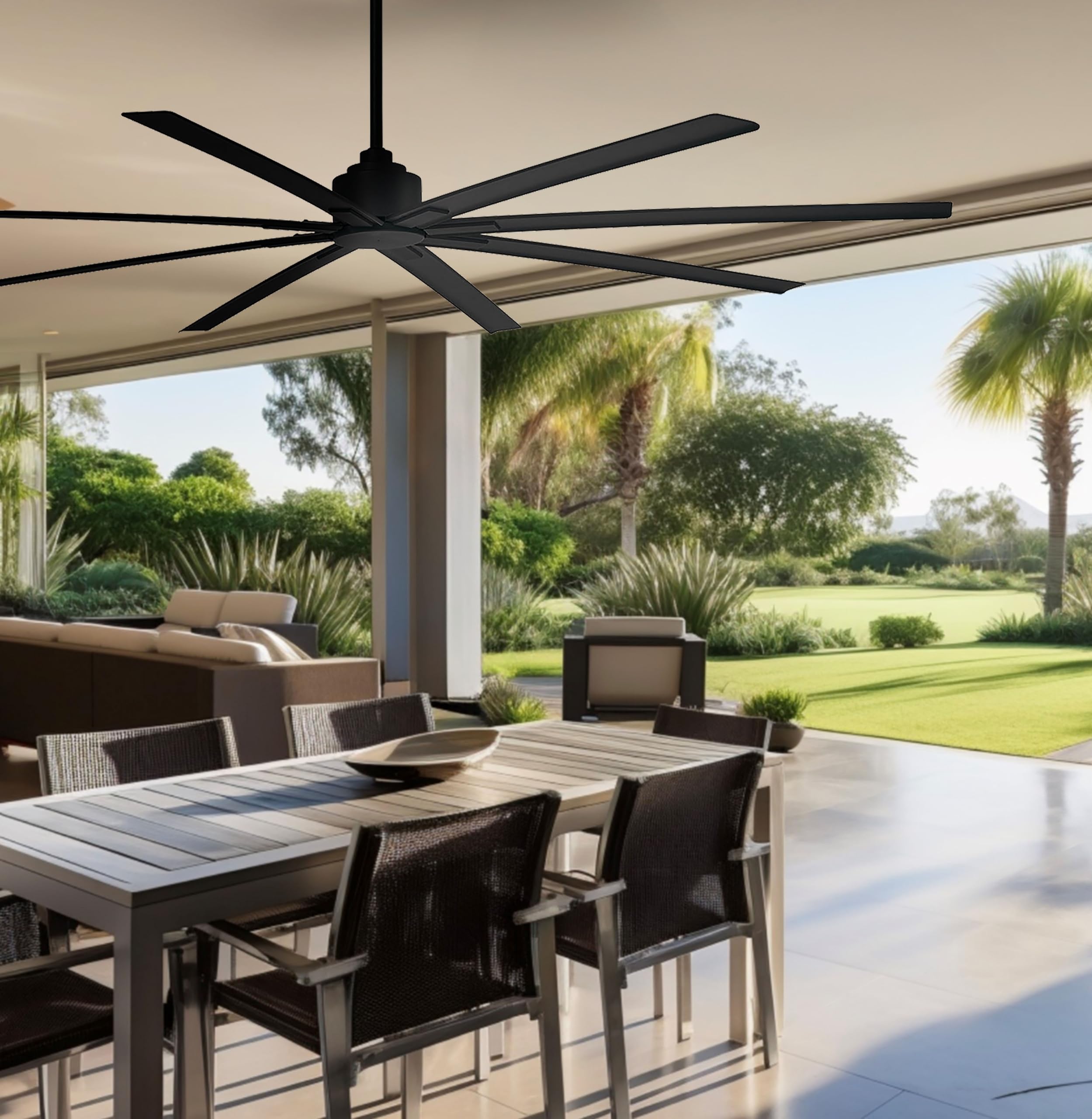 Minka-Aire Xtreme H2O coal finish emphasizes modern styling