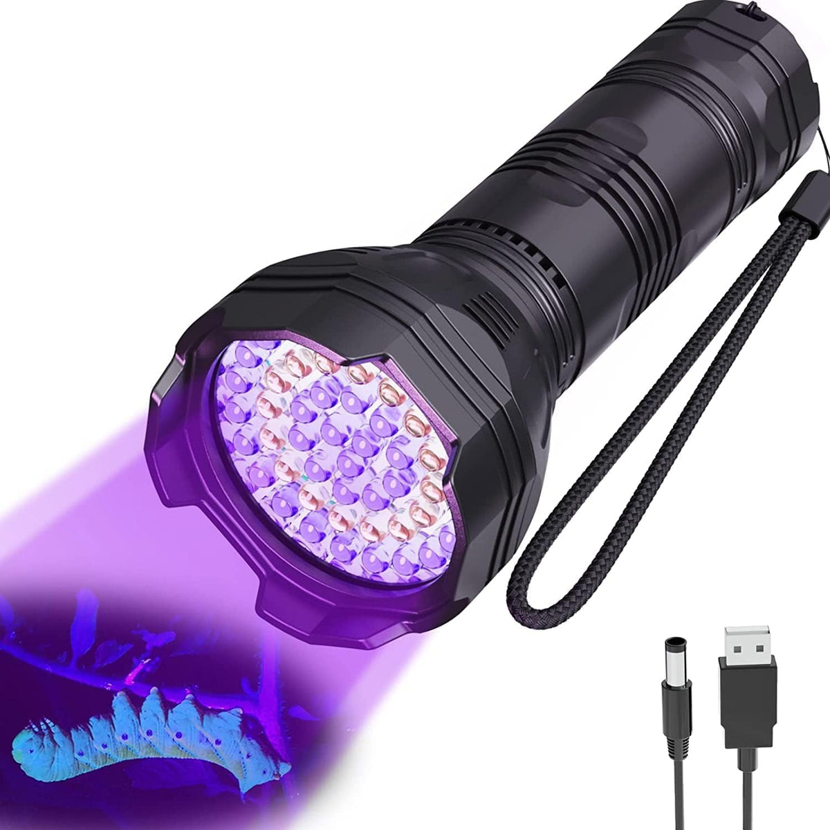MINORZ UV Blacklight Flashlight reveals hidden stains with dual-band 365nm/395nm light
