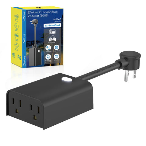 Minoston MP24Z outdoor dual-outlet plug for remote outdoor lighting control.