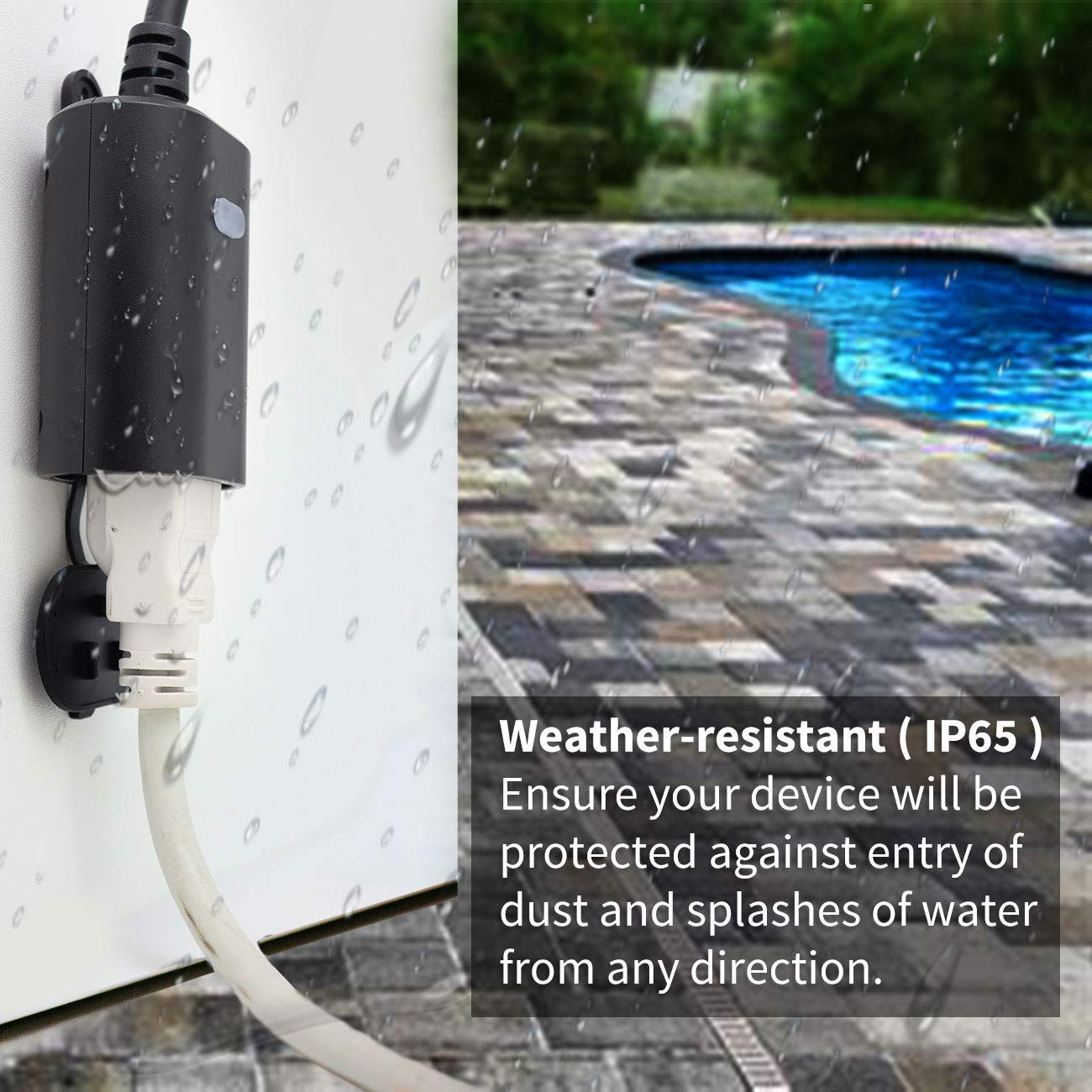 Minoston outdoor Z-Wave plug in-use garden lights showcasing remote on/off