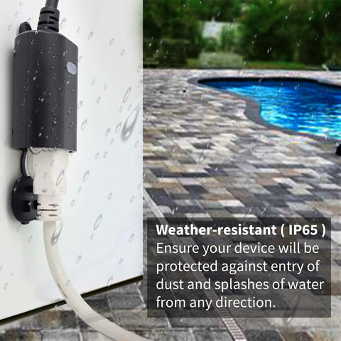 Minoston outdoor Z-Wave plug in-use garden lights showcasing remote on/off