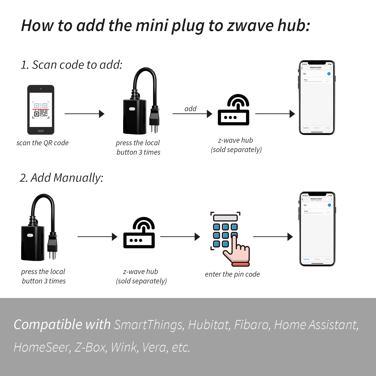 Minoston outdoor Z-Wave plug schedule timer shows automated control for evenings