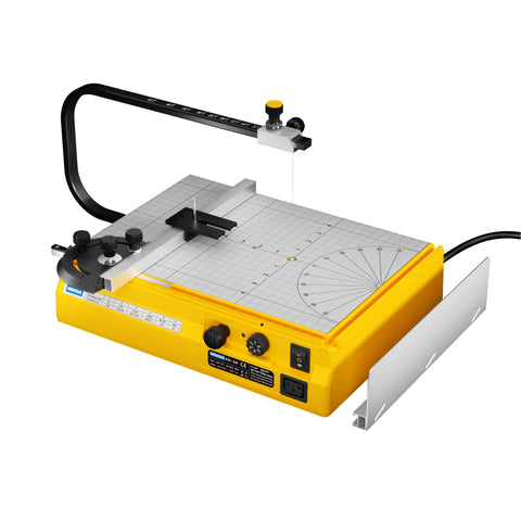 Minova hot wire foam cutter on a stable worktable enables precise cuts.