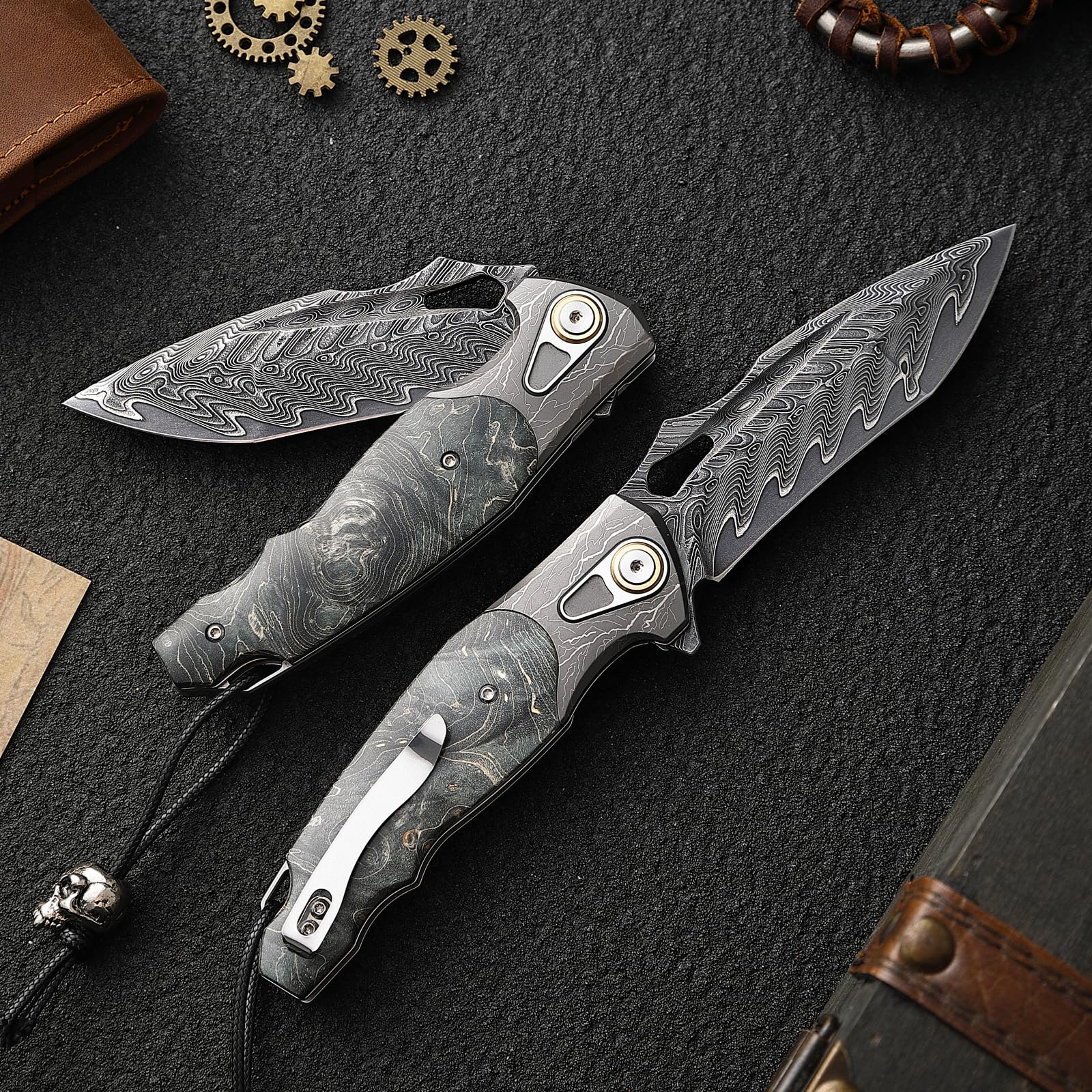 Minowe stabilized wood handle combines comfort with standout style.
