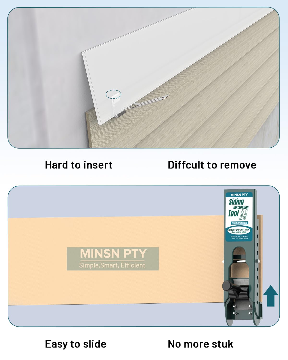 MINSN PTY adjustable overlap precision shows 1/4 inch increments for gaps