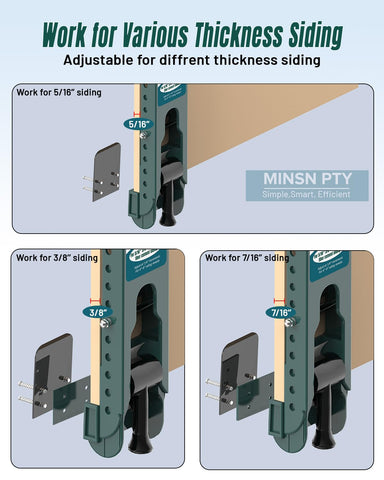 MINSN PTY gauge supports 3-8 inch siding thickness for consistent results