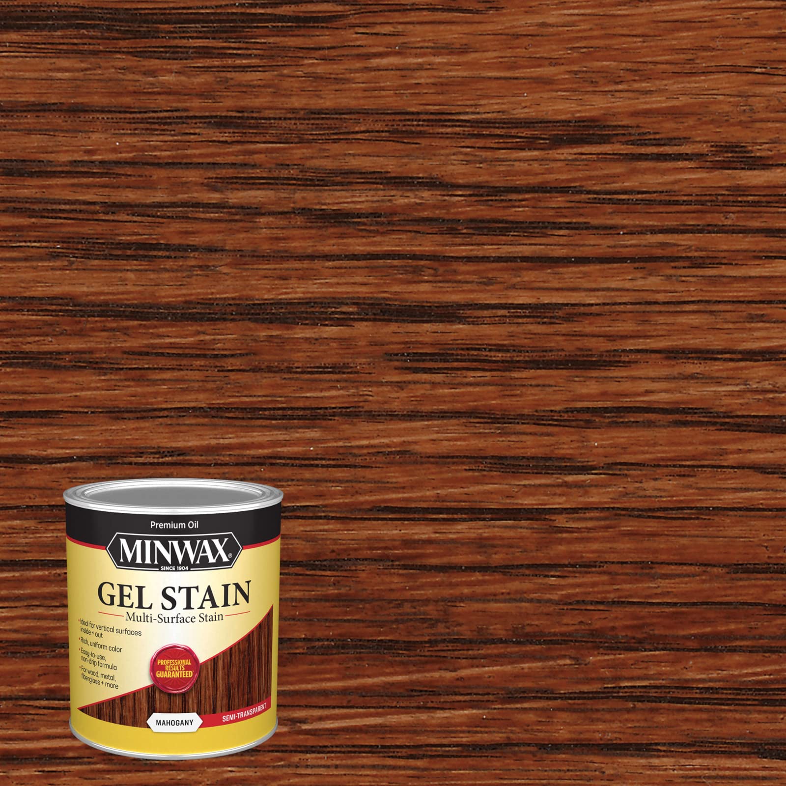 Minwax Gel Stain Mahogany used on vertical surfaces with non-drip formula.