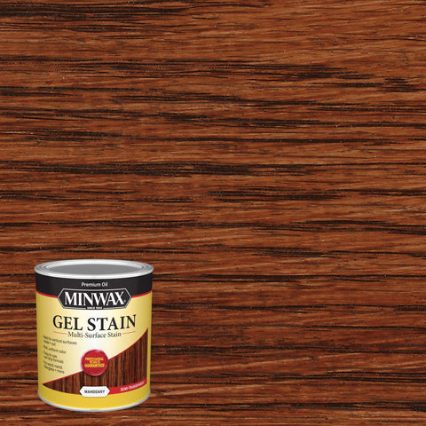 Minwax Gel Stain Mahogany used on vertical surfaces with non-drip formula.