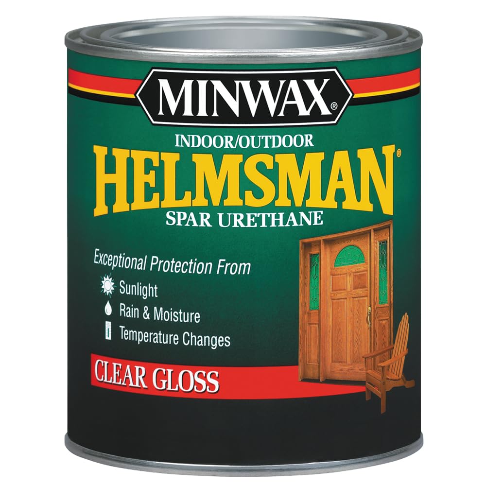 Minwax Helmsman Spar Urethane gloss quart bottle for exterior wood protection against sun and moisture