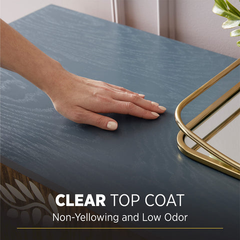 Minwax Polycrylic crystal-clear coating on wood surface for stains