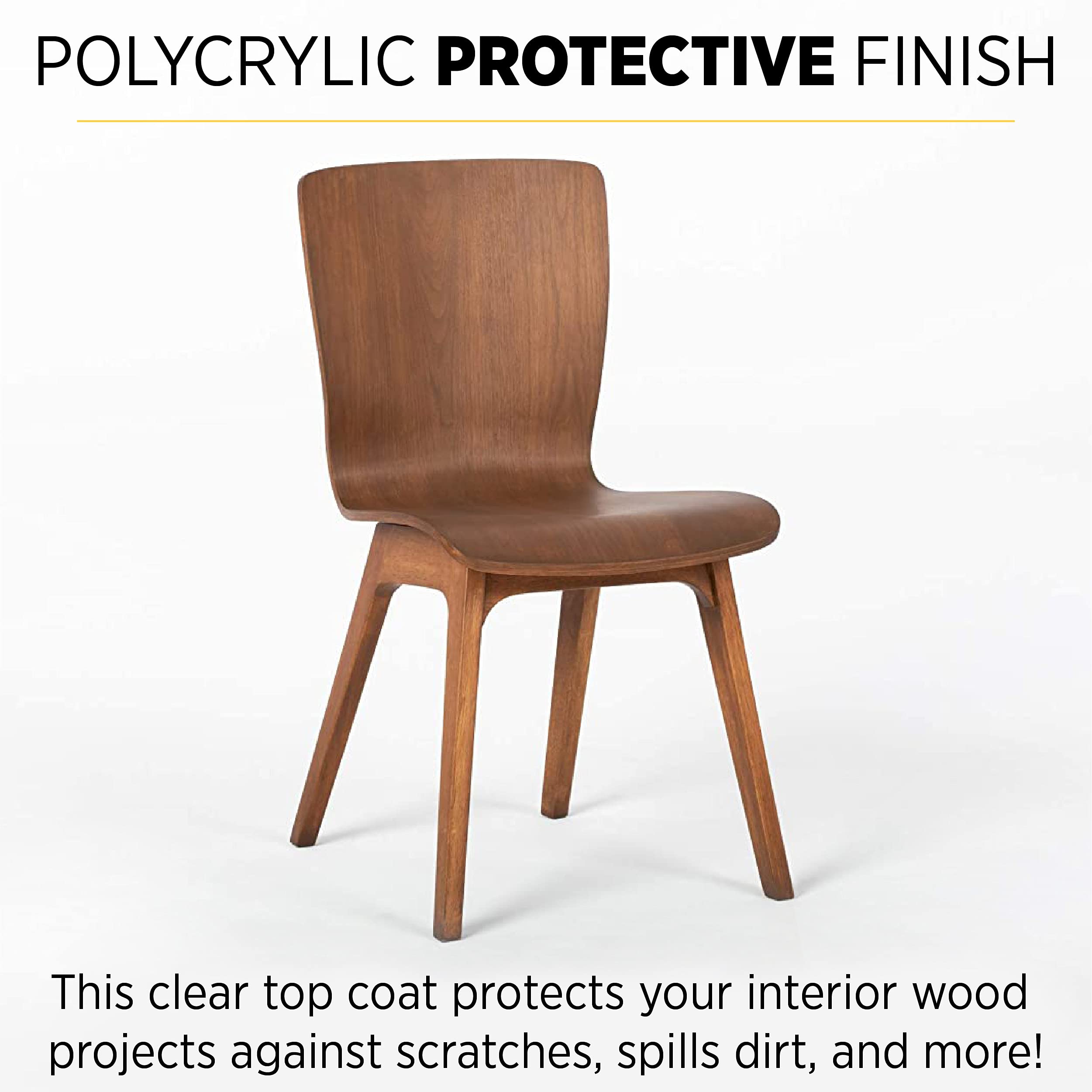 Minwax Polycrylic satin finish swatch highlights a subtle, non-yellowing sheen on maple.