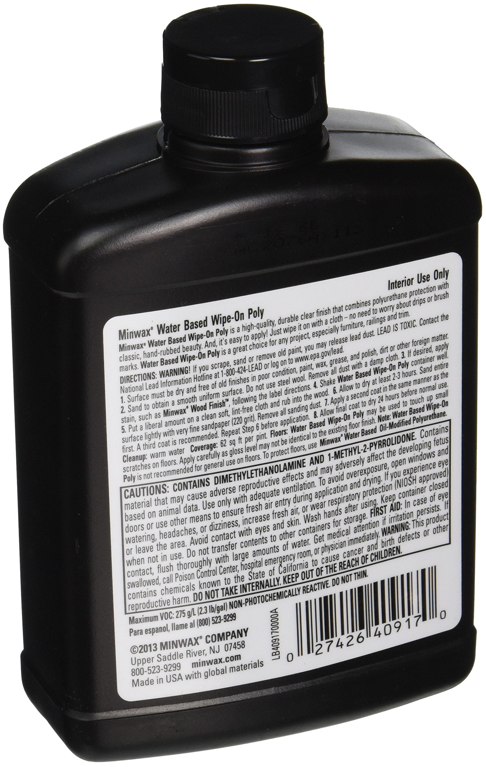 Minwax satin application image shows easy, even coverage with a clean wipe-on technique.
