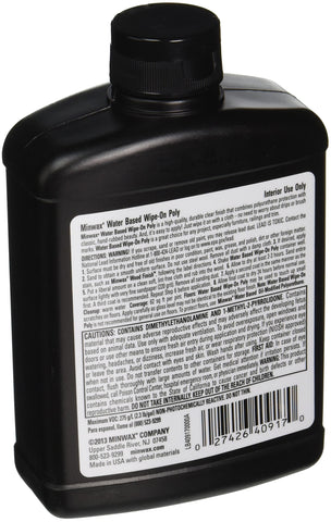 Minwax satin application image shows easy, even coverage with a clean wipe-on technique.