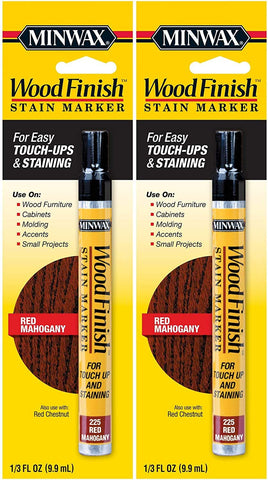 Minwax Wood Finish Stain Marker in Red Mahogany, ideal for quick touch-ups on wood furniture.
