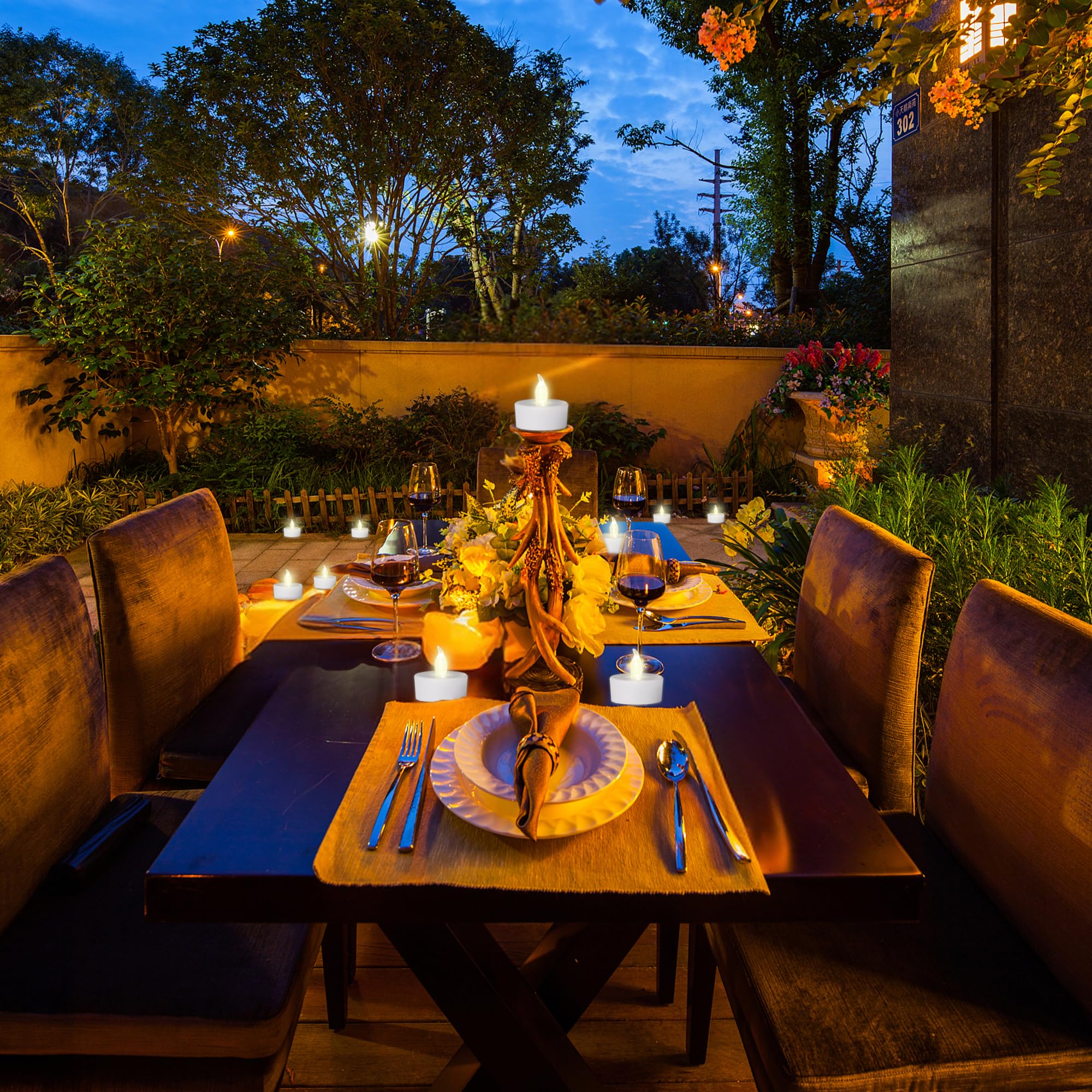 MINXIN flameless tea light wedding centerpiece creates safe ambiance.