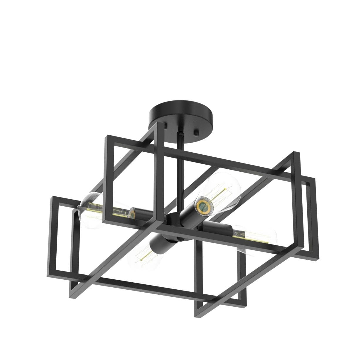 Minyuco adjustable-angle pole demonstrates sloped-ceiling compatibility in a stylish install.