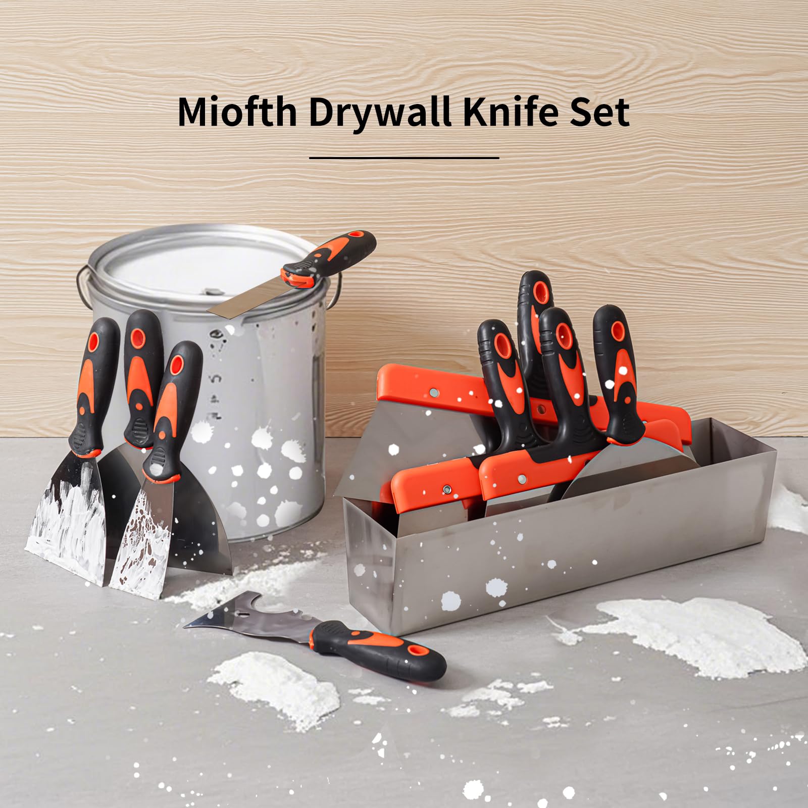 Miofth 10-piece set supports drywall finishing across edges, surfaces, and patches.