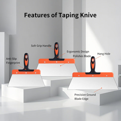Miofth taping knife for sharp lines and bubble-free finishes.