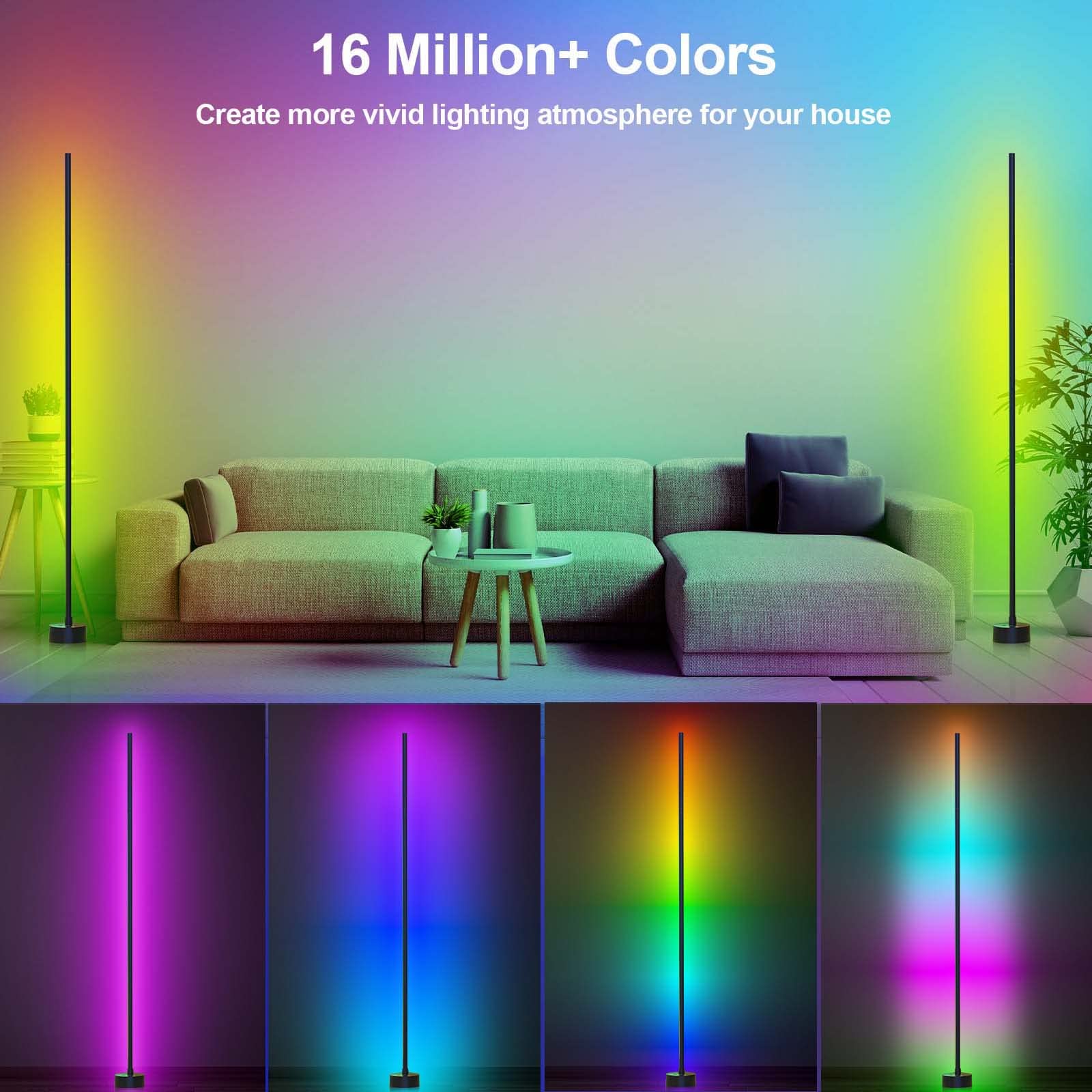 Miortior Corner Floor Lamp app control panel enabling color customization on mobile