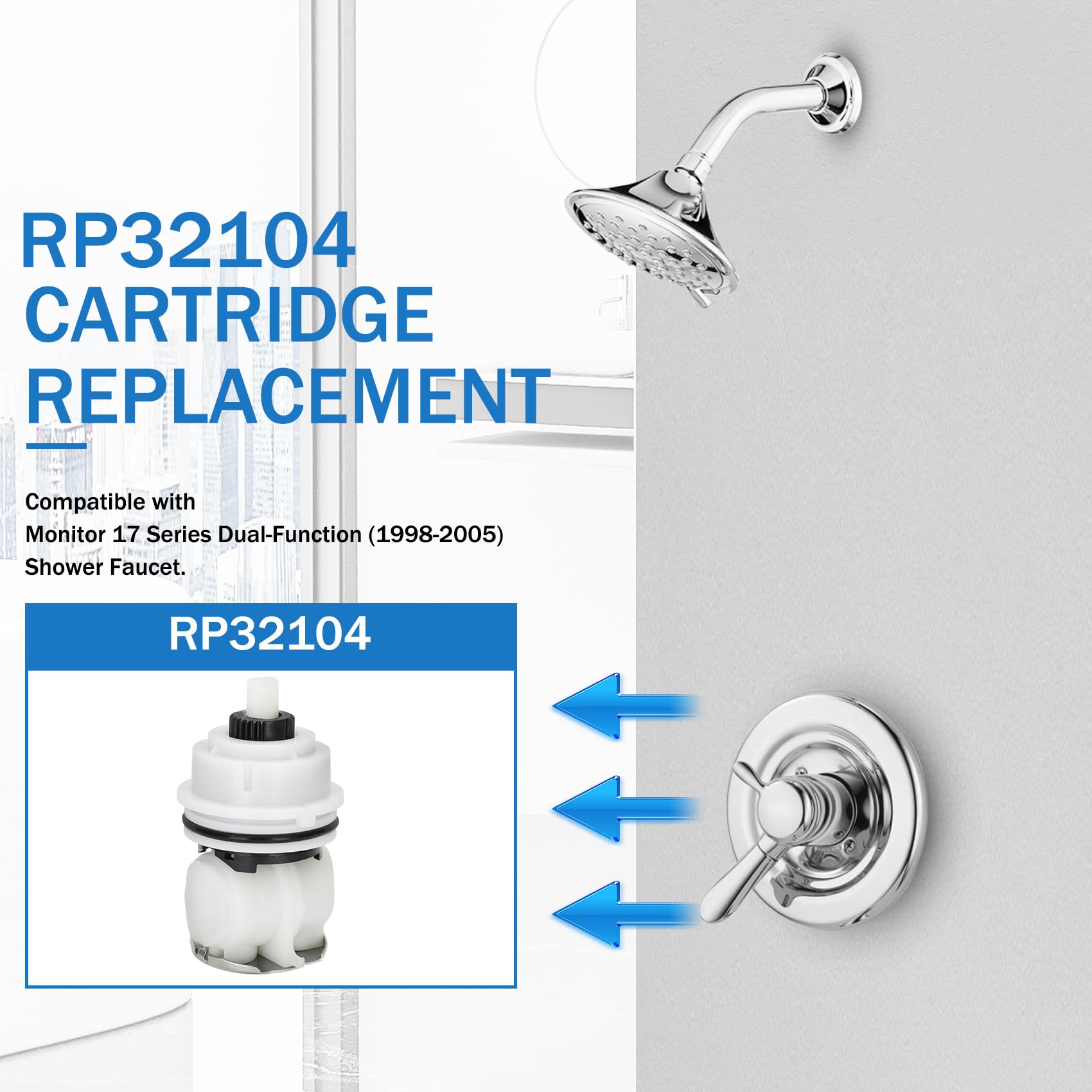 Miory RP32104 testing image shows fitment with standard shower valves.