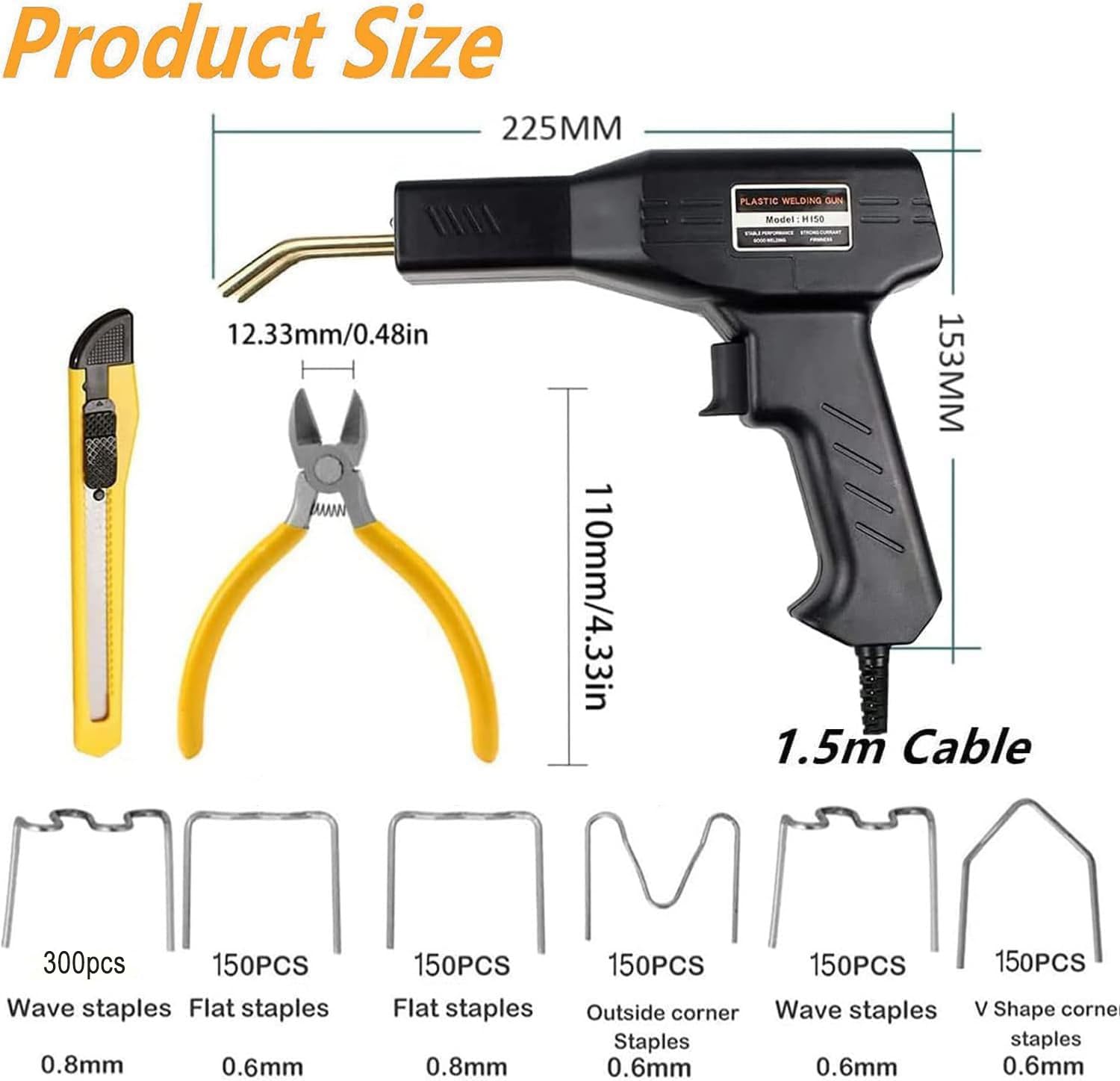 Miotorio hot-stapler in use for quick, durable plastic repairs.
