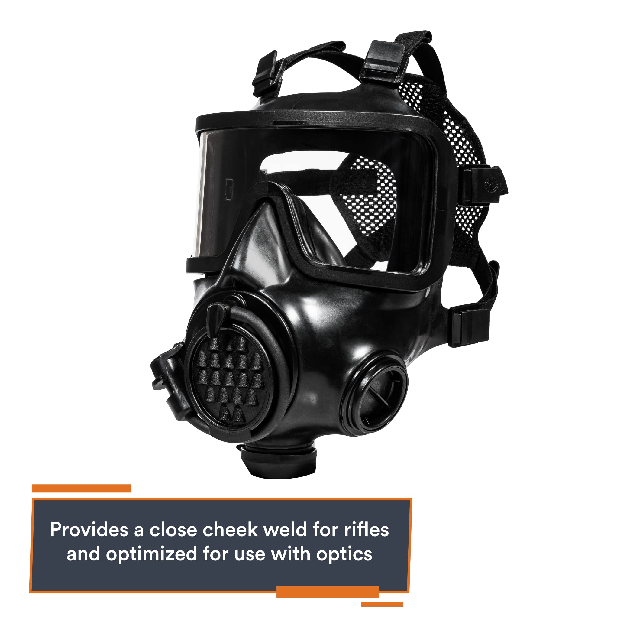 Mira Safety CM-8M panoramic visor highlighting wide field of view.