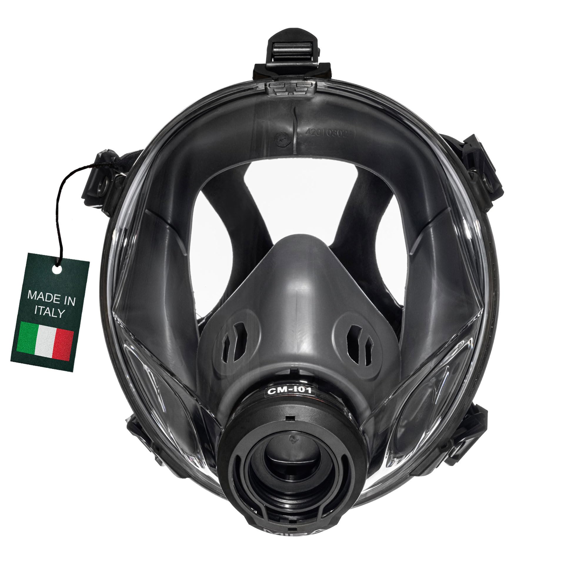 MIRA Safety CM-I01 full-face mask with panoramic visor for a wide, clear view.