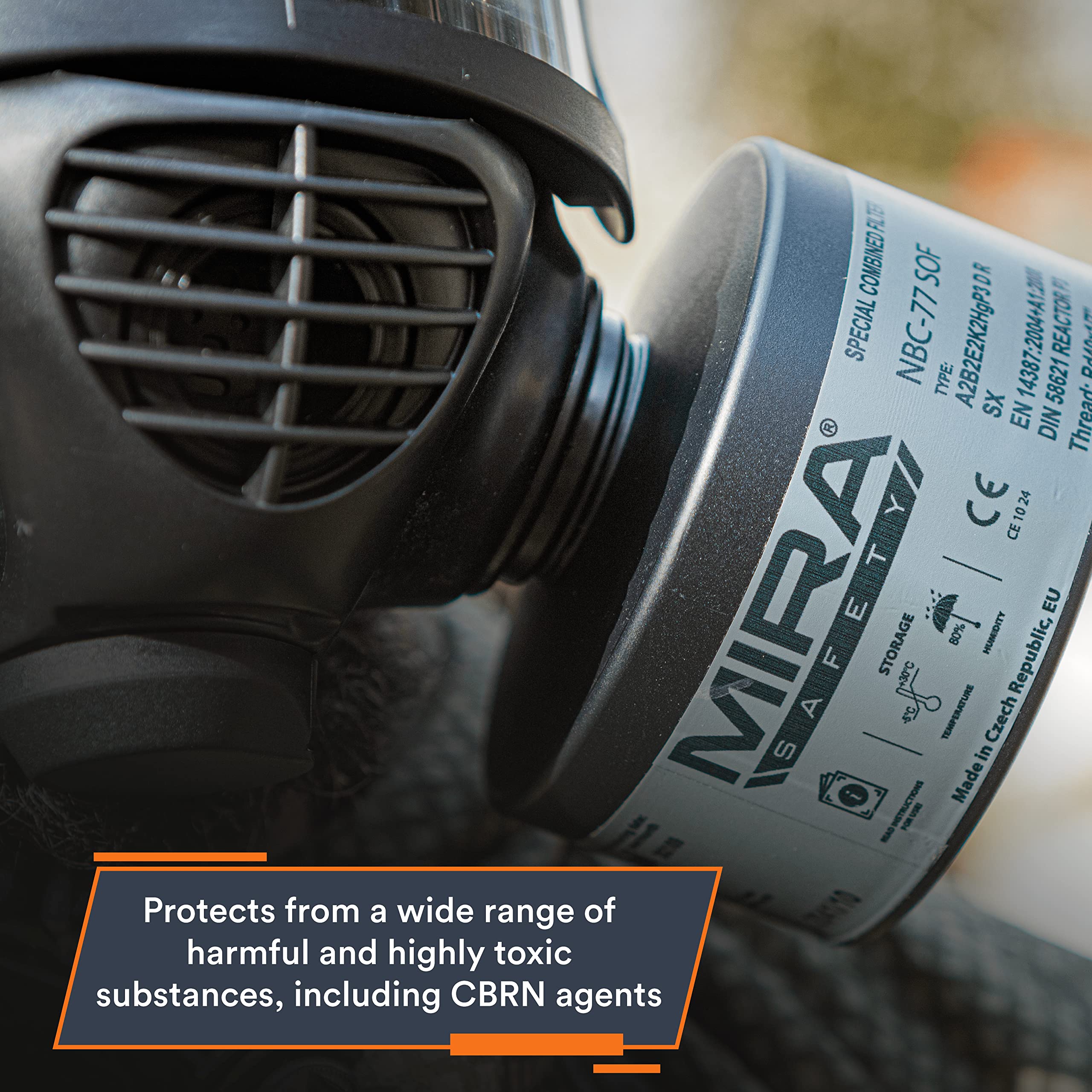 Universal NATO 40mm threading enabling compatibility with many respirators