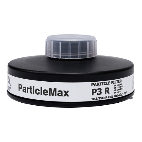 MIRA Safety P3-certified 40mm filter for high-efficiency filtration.