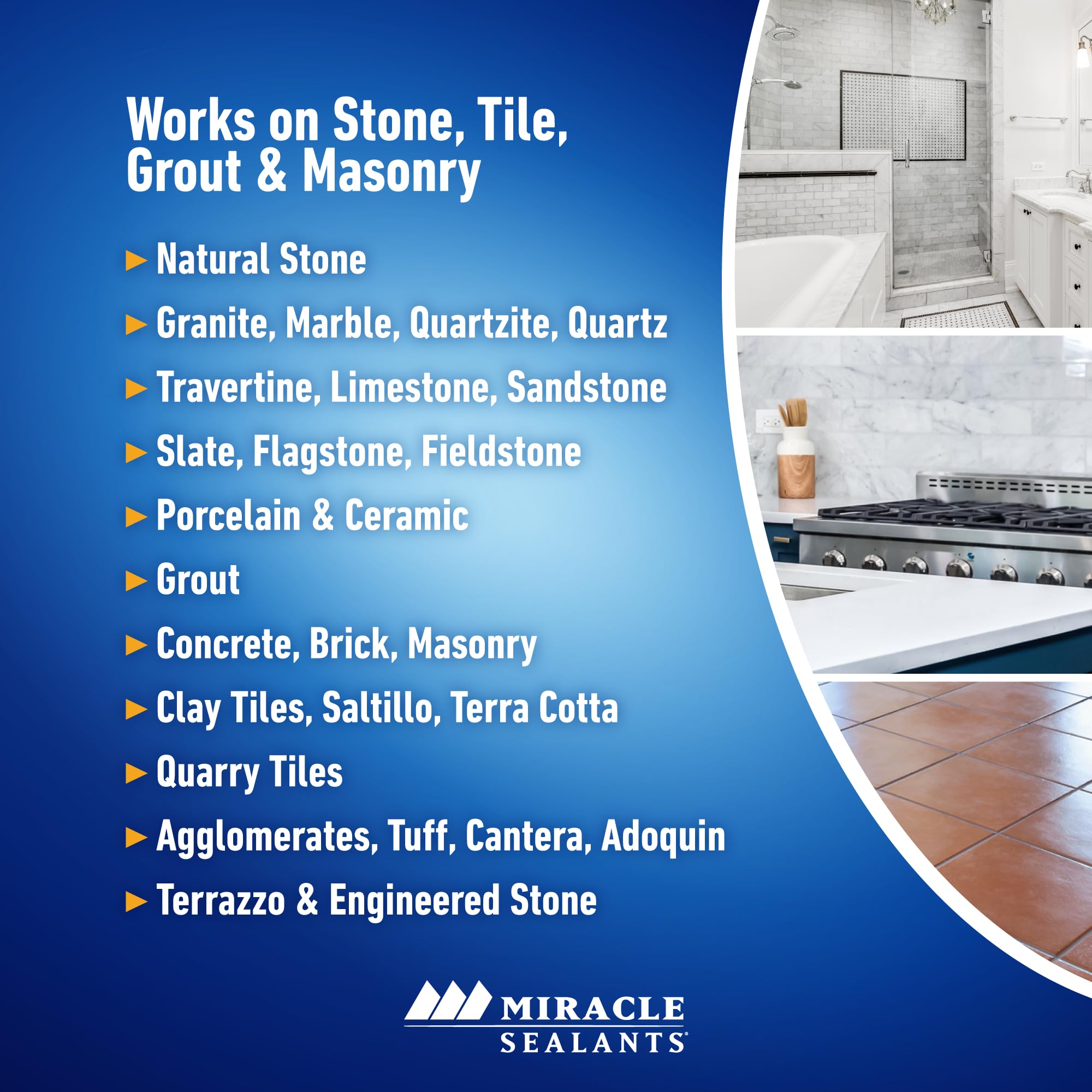 Miracle Sealants 511 Impregnator on stone surfaces for moisture protection.